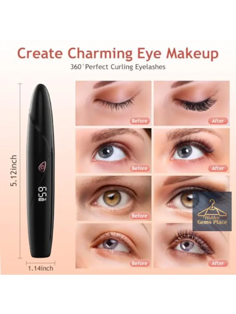 Heated Eyelash Curler, Rechargeable Electric Lash Curler with LED Display, 4